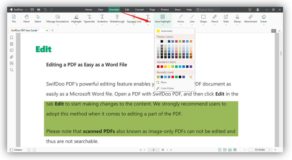 2-highlight-area-in-pdf-with-swifdoo-pdf