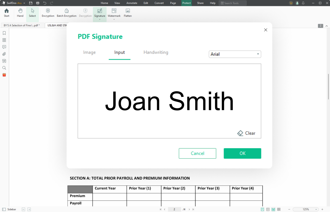 Type name as an e-signature